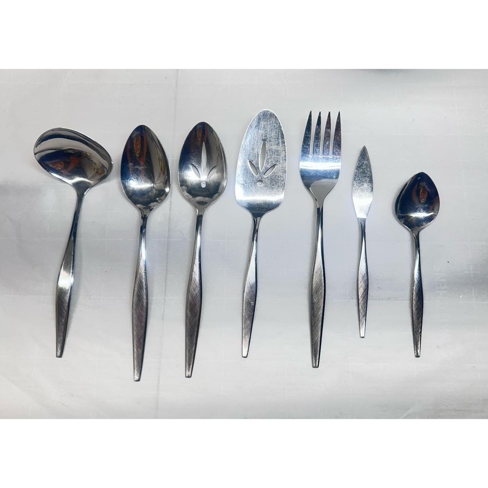 Vintage Oneida WINDRIFT Stainless Serving Set 7 Pcs WmARogers Premier 1970s